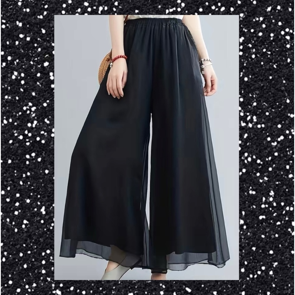 Plus Size Mesh Long Wide Pants BY RED DOT BOUTIQUE